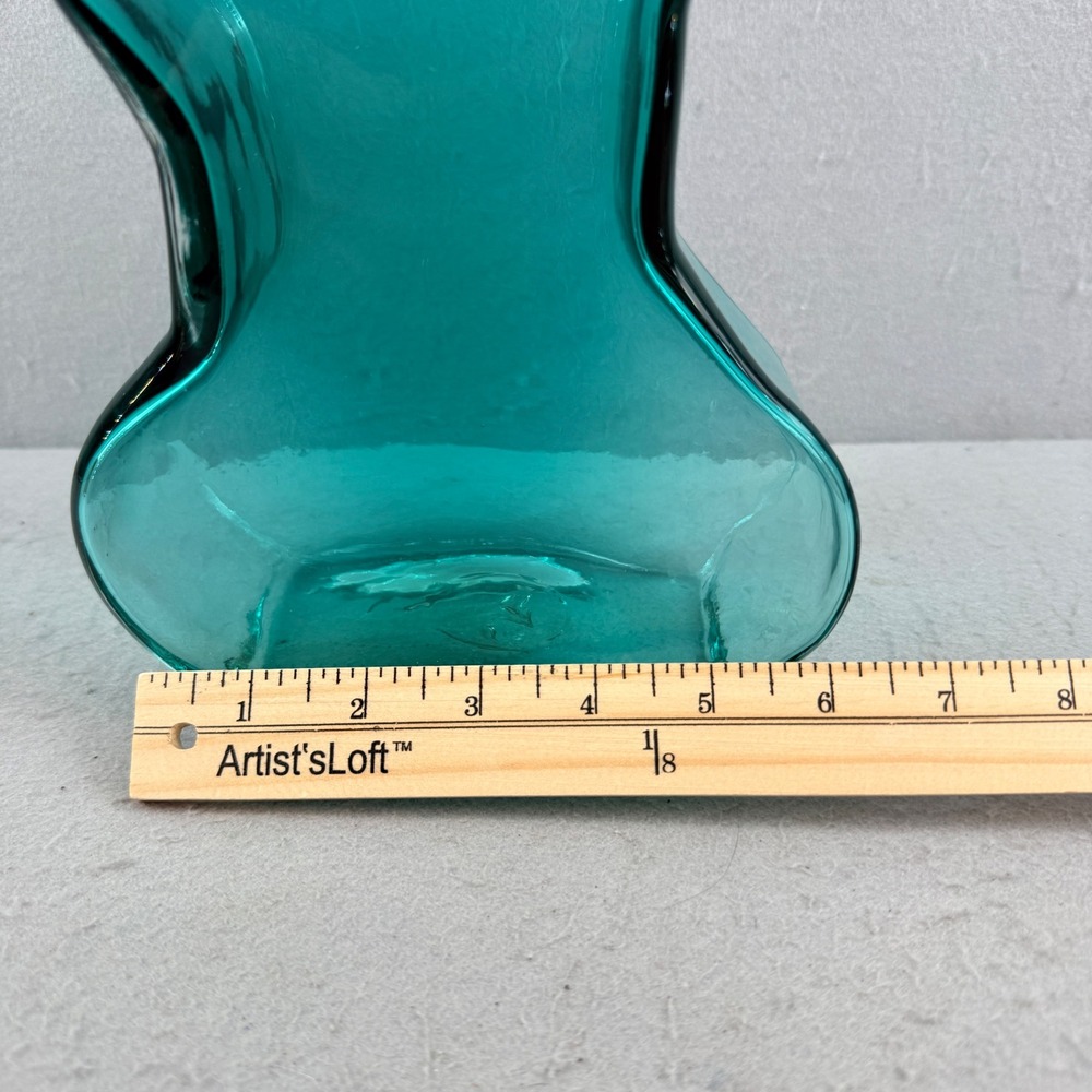Blenko 9616L Puzzle Vase Matt Carter Antique Green Large Interlocking - Picture 8 of 8